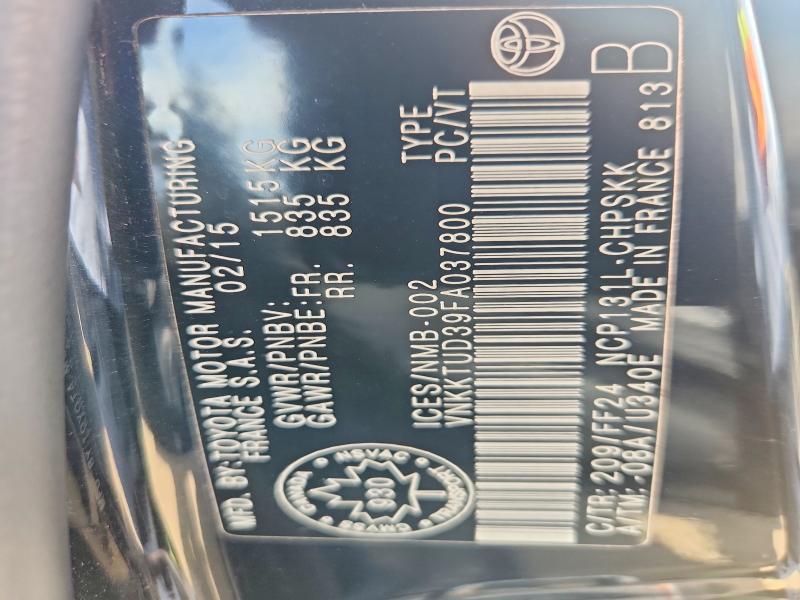 Aukcja sprzedaży 2015 Toyota Yaris, vin: VNKKTUD39FA037800, numer aukcji: 69715756