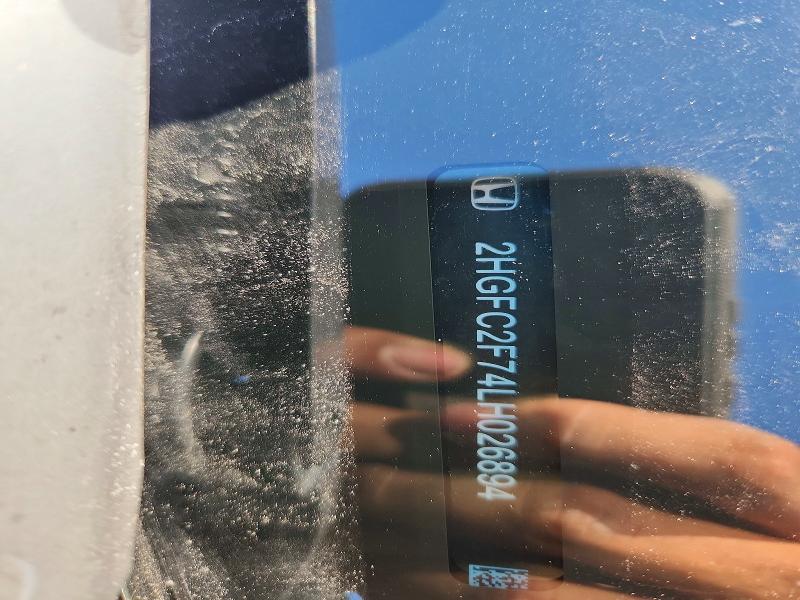 2020 Honda Civic მანქანა იყიდება აუქციონზე, vin: 2HGFC2F74LH026894, აუქციონის ნომერი: 67468136
