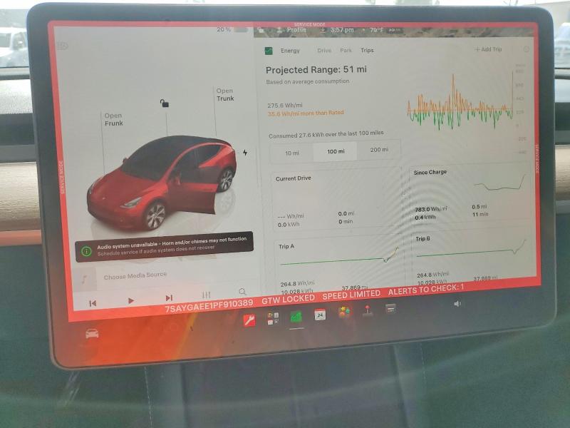 70510186 :رقم المزاد ، 7SAYGAEE1PF910389 vin ، 2023 Tesla Model Y مزاد بيع