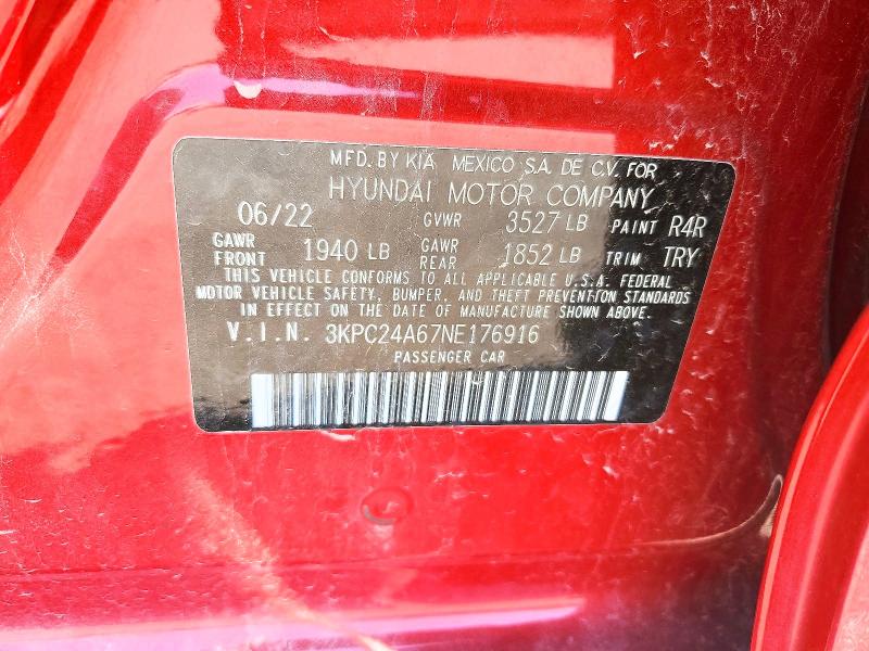 Продажа на аукционе авто 2022 Hyundai Accent, vin: 3KPC24A67NE176916, номер лота: 67189786