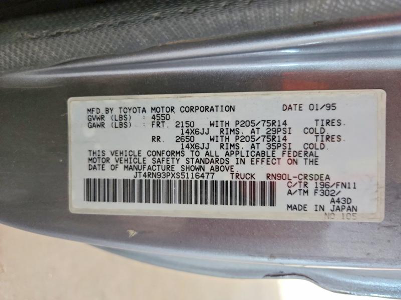 69028626 :رقم المزاد ، JT4RN93PXS5116477 vin ، 1995 Toyota Pickup مزاد بيع