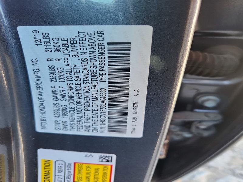 Продажа на аукционе авто 2020 Honda Accord, vin: 1HGCV1F53LA045330, номер лота: 67126616