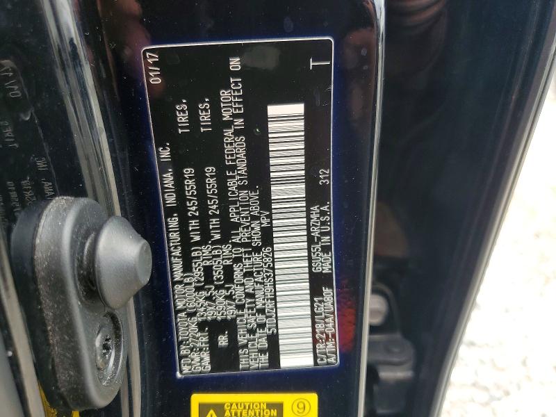 69915356 :رقم المزاد ، 5TDJZRFH9HS375826 vin ، 2017 Toyota Highlander مزاد بيع
