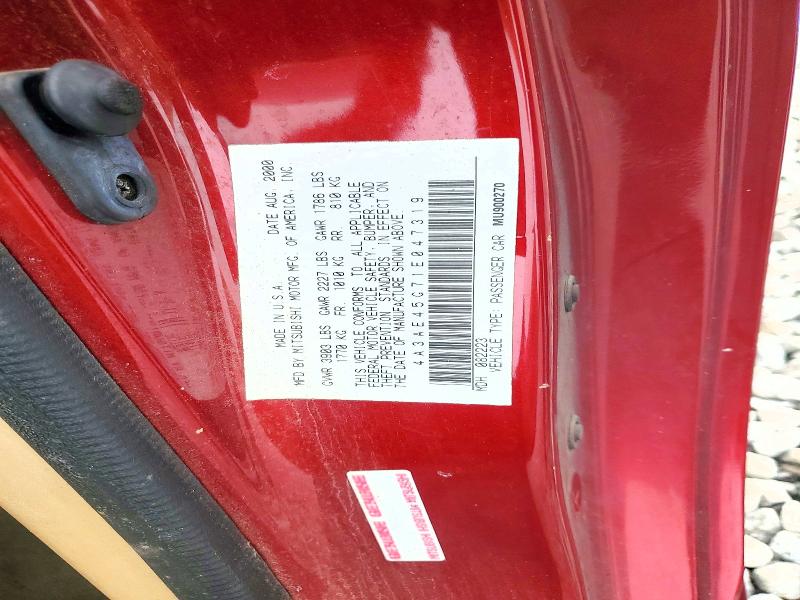 2001 Mitsubishi Eclipse მანქანა იყიდება აუქციონზე, vin: 4A3AE45G71E047319, აუქციონის ნომერი: 70193396
