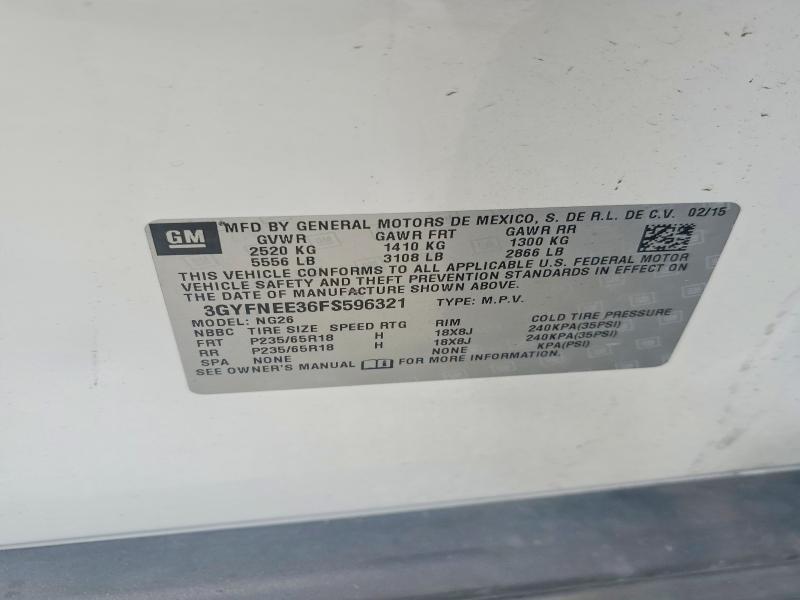 Aukcja sprzedaży 2015 Cadillac Srx, vin: 3GYFNEE36FS596321, numer aukcji: 67777796