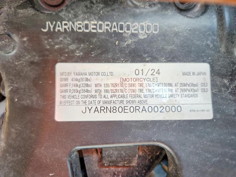 2024 Yamaha Mtm890 მანქანა იყიდება აუქციონზე, vin: JYARN80E0RA002000, აუქციონის ნომერი: 68350496