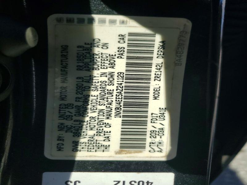 2010 Toyota Corolla მანქანა იყიდება აუქციონზე, vin: 1NXBU4EE5AZ241129, აუქციონის ნომერი: 68705846