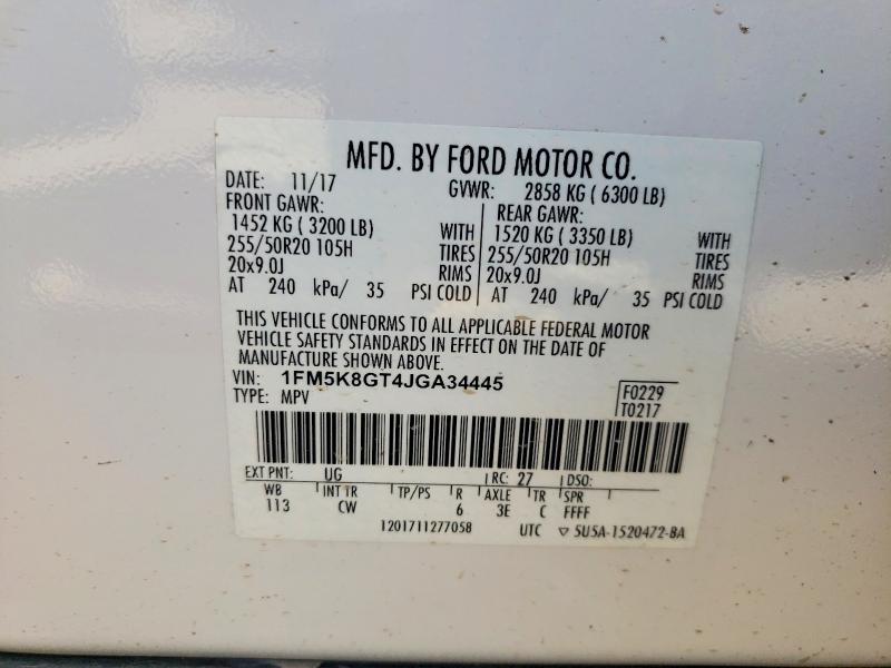 Aukcja sprzedaży 2018 Ford Explorer, vin: 1FM5K8GT4JGA34445, numer aukcji: 68347246