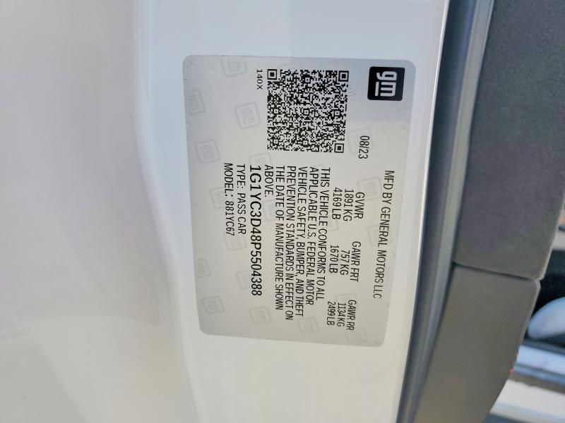 69705936 :رقم المزاد ، 1G1YC3D48P5504388 vin ، 2023 Chevrolet Corvette مزاد بيع