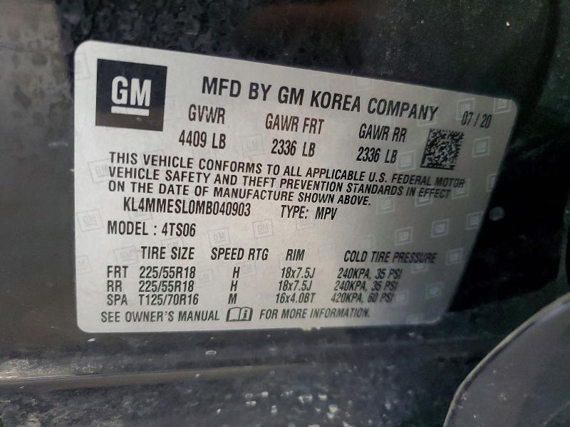 67432276 :رقم المزاد ، KL4MMESL0MB040903 vin ، 2021 Buick Encore Gx مزاد بيع