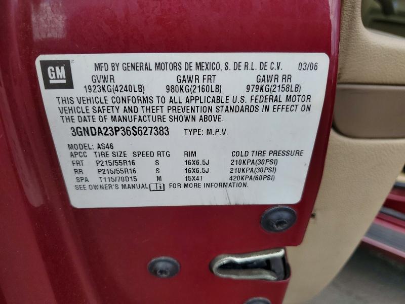 69790936 :رقم المزاد ، 3GNDA23P36S627383 vin ، 2006 Chevrolet Hhr مزاد بيع