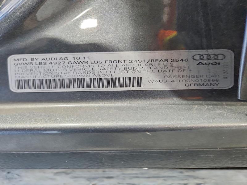 Aukcja sprzedaży 2012 Audi A4, vin: WAUBFAFL0CN010868, numer aukcji: 70311406