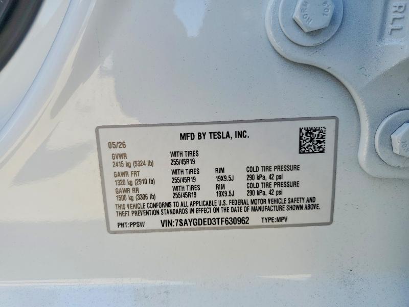 Aukcja sprzedaży 2026 Tesla Model Y, vin: 7SAYGDED3TF630962, numer aukcji: 66586296