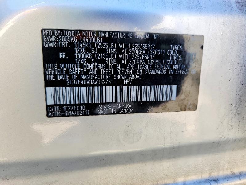 Aukcja sprzedaży 2010 Toyota Rav4, vin: 2T3ZF4DV8AW032761, numer aukcji: 70900626