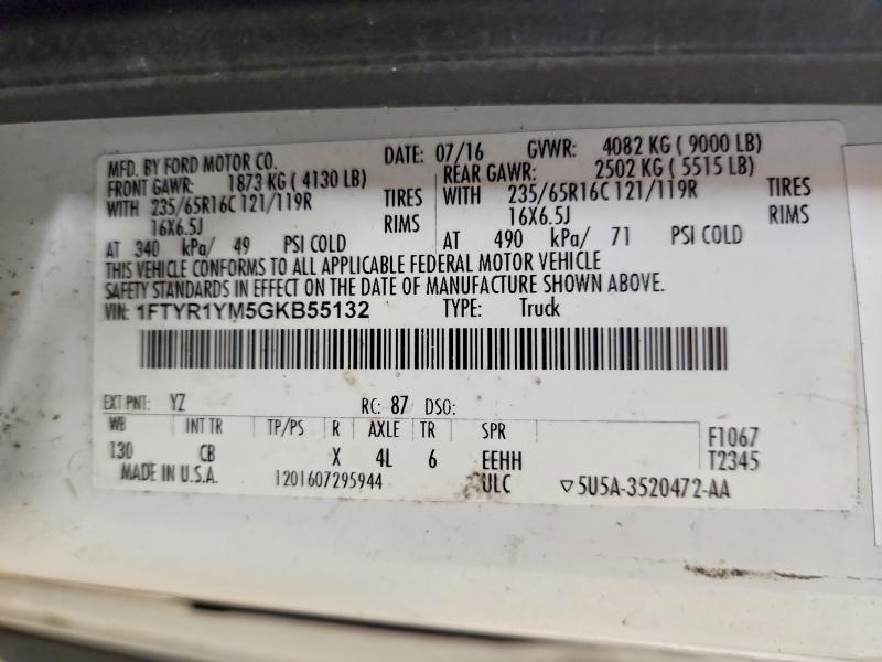Продаж на аукціоні авто 2016 Ford Transit, vin: 1FTYR1YM5GKB55132, номер лоту: 70492186