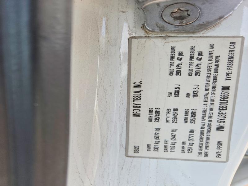 Продаж на аукціоні авто 2020 Tesla Model 3, vin: 5YJ3E1EB0LF665100, номер лоту: 67510776