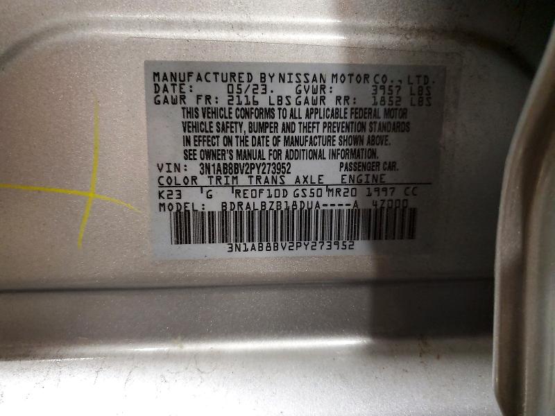 2023 Nissan Sentra მანქანა იყიდება აუქციონზე, vin: 3N1AB8BV2PY273952, აუქციონის ნომერი: 69693446