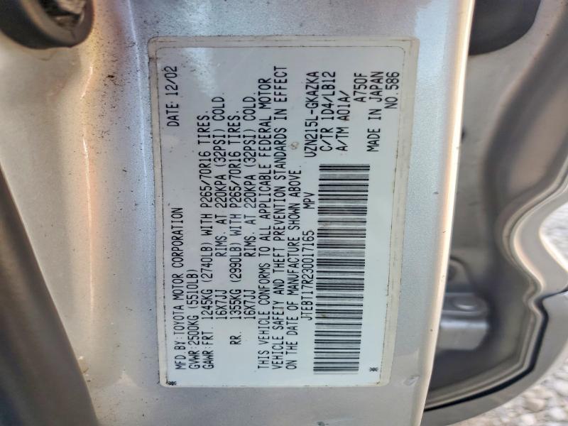 2003 Toyota 4runner მანქანა იყიდება აუქციონზე, vin: JTEBT17R230017165, აუქციონის ნომერი: 68582956
