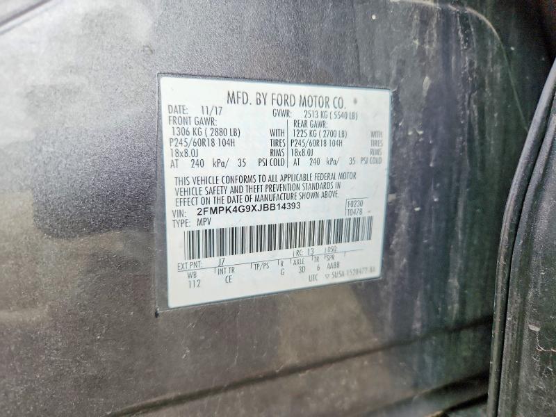Продаж на аукціоні авто 2018 Ford Edge, vin: 2FMPK4G9XJBB14393, номер лоту: 70964536
