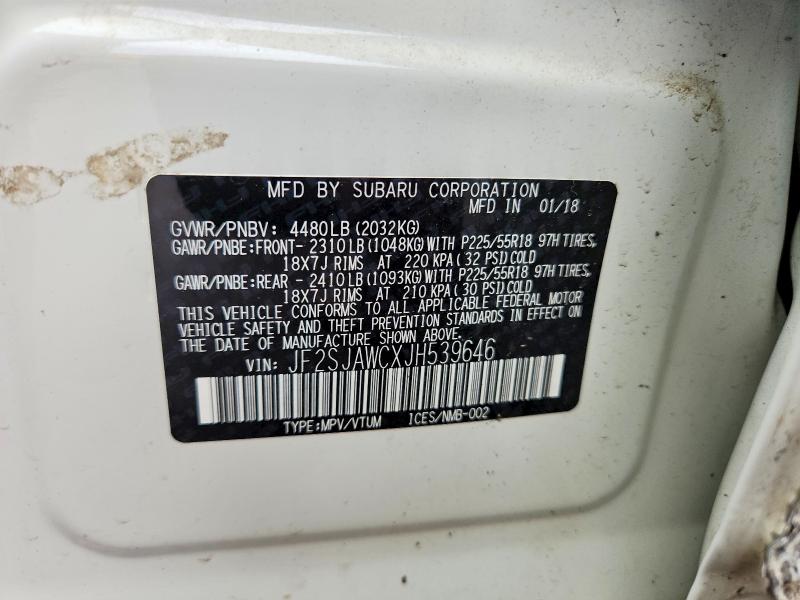 Aukcja sprzedaży 2018 Subaru Forester, vin: JF2SJAWCXJH539646, numer aukcji: 67384876