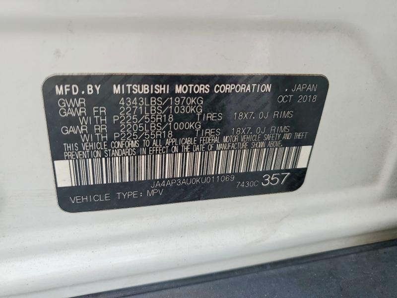 Продажа на аукционе авто 2019 Mitsubishi Outlander Sport, vin: JA4AP3AU0KU011069, номер лота: 70416646