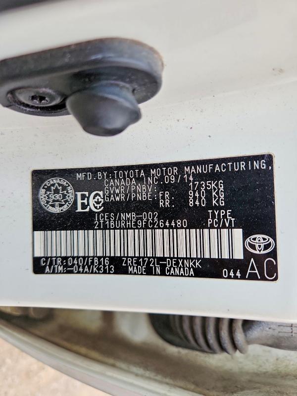 66836826 :رقم المزاد ، 2T1BURHE9FC264480 vin ، 2015 Toyota Corolla مزاد بيع