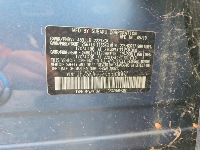 Aukcja sprzedaży 2019 Subaru Forester, vin: JF2SKAGC2KH559662, numer aukcji: 70516326