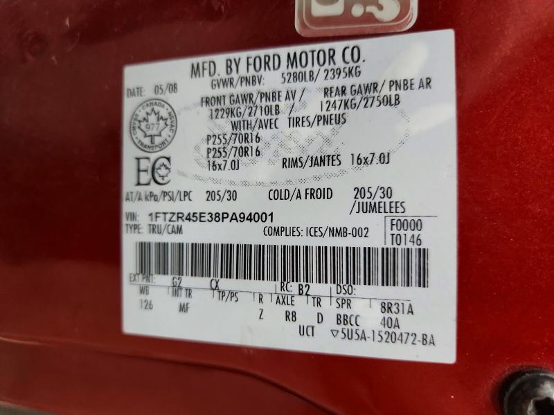 Auction sale of the 2008 Ford Ranger, vin: 1FTZR45E38PA94001, lot number: 68301436