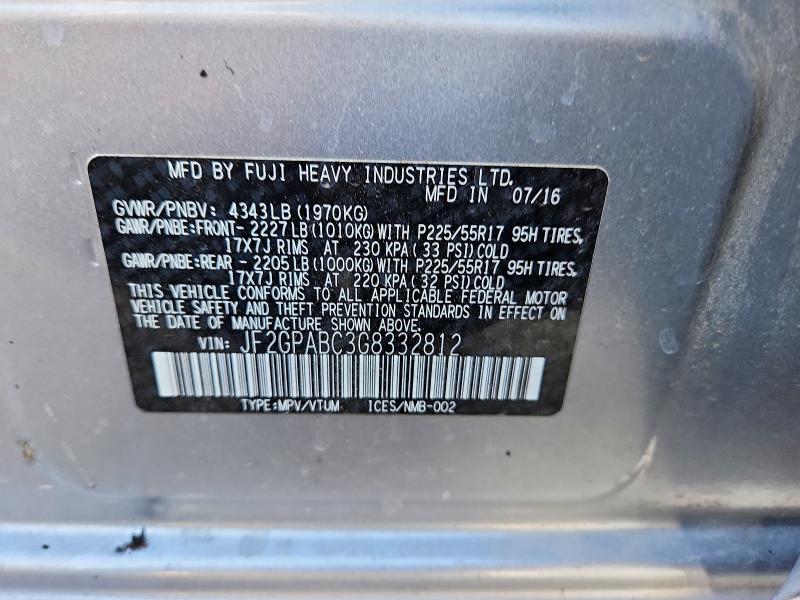 Продаж на аукціоні авто 2016 Subaru Crosstrek, vin: JF2GPABC3G8332812, номер лоту: 67483436