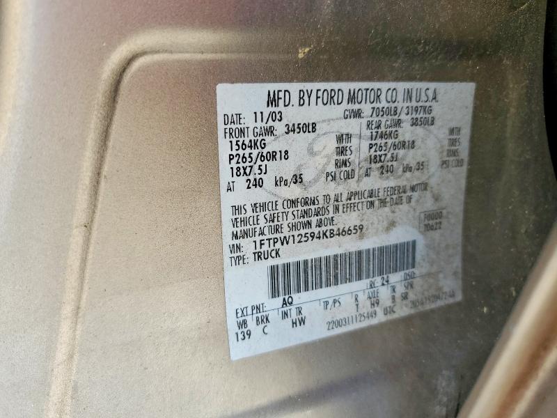 Продаж на аукціоні авто 2004 Ford F150, vin: 1FTPW12594KB46659, номер лоту: 68491786