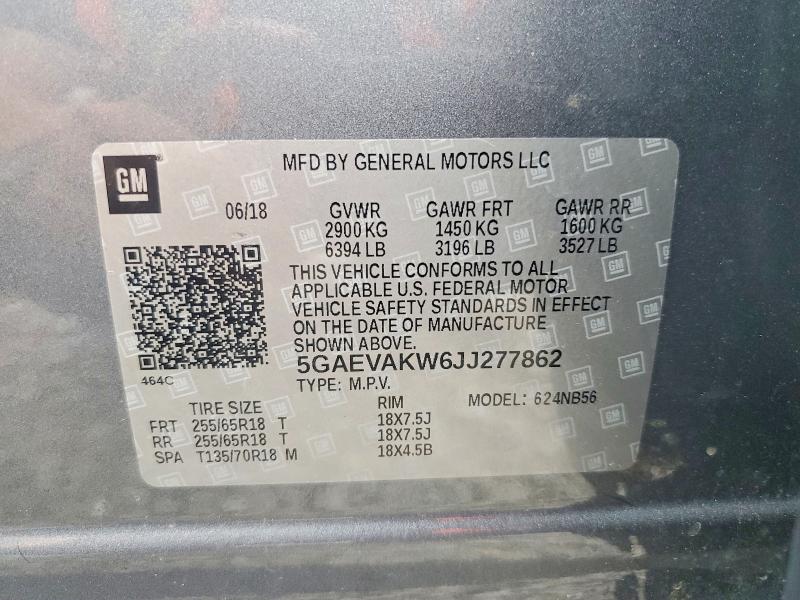 67783426 :رقم المزاد ، 5GAEVAKW6JJ277862 vin ، 2018 Buick Enclave مزاد بيع