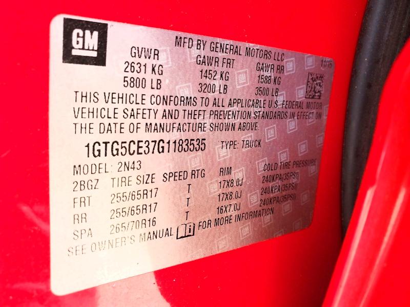 67386316 :رقم المزاد ، 1GTG5CE37G1183535 vin ، 2016 Gmc Canyon مزاد بيع