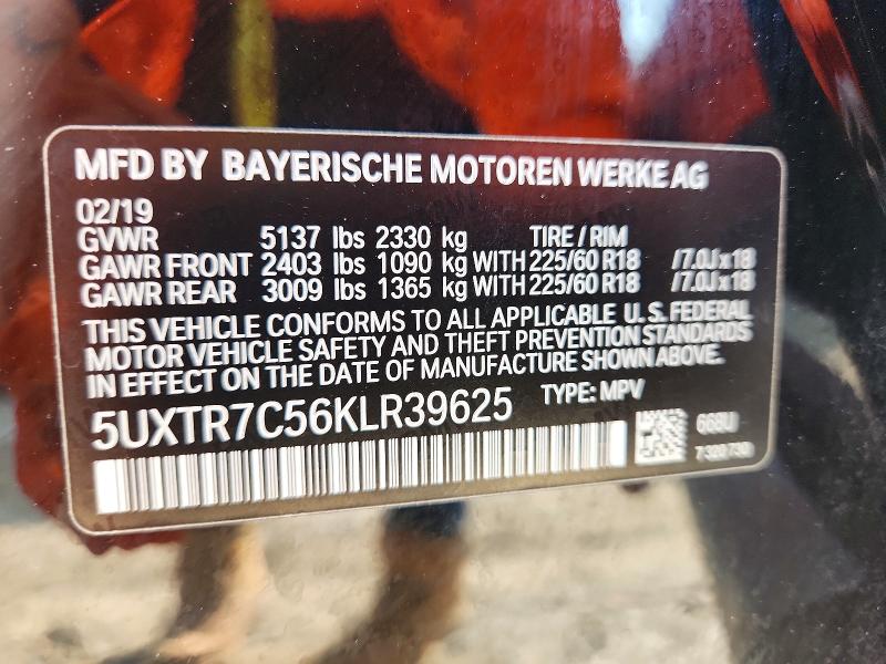 67042336 :رقم المزاد ، 5UXTR7C56KLR39625 vin ، 2019 Bmw X3 مزاد بيع