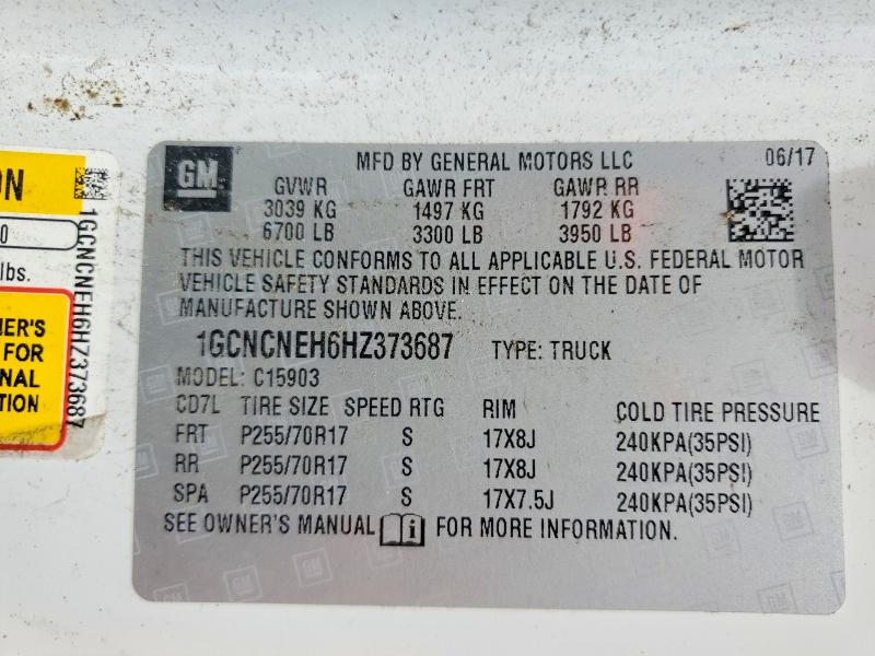 68511806 :رقم المزاد ، 1GCNCNEH6HZ373687 vin ، 2017 Chevrolet Silverado مزاد بيع