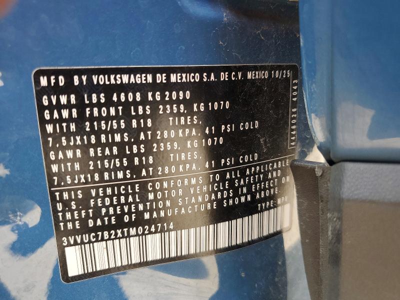 Aukcja sprzedaży 2026 Volkswagen Taos, vin: 3VVUC7B2XTM024714, numer aukcji: 69556576