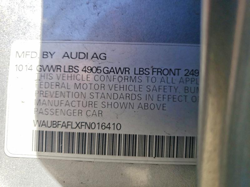 2015 Audi A4 მანქანა იყიდება აუქციონზე, vin: WAUBFAFLXFN016410, აუქციონის ნომერი: 68063336