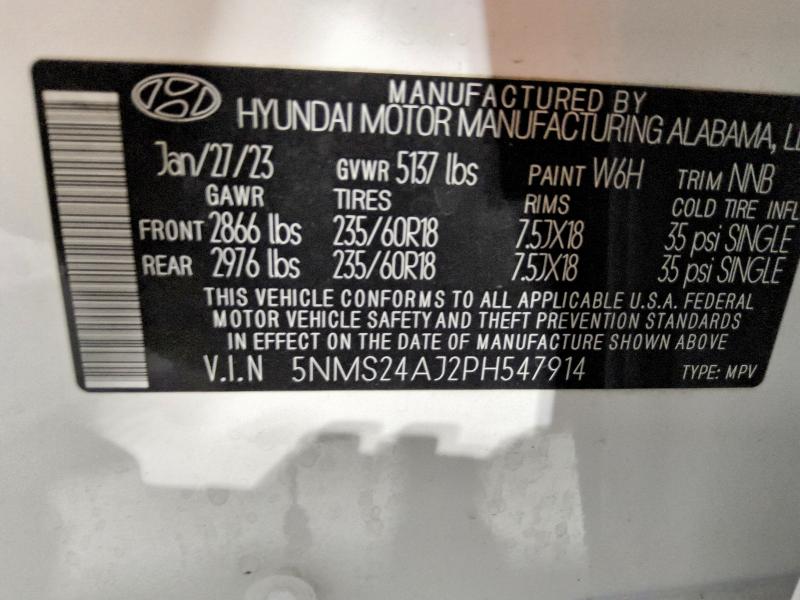 Aukcja sprzedaży 2023 Hyundai Santa Fe, vin: 5NMS24AJ2PH547914, numer aukcji: 70709586