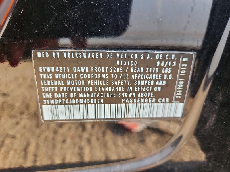 67775816 :رقم المزاد ، 3VWDP7AJ0DM450874 vin ، 2013 Volkswagen Jetta مزاد بيع