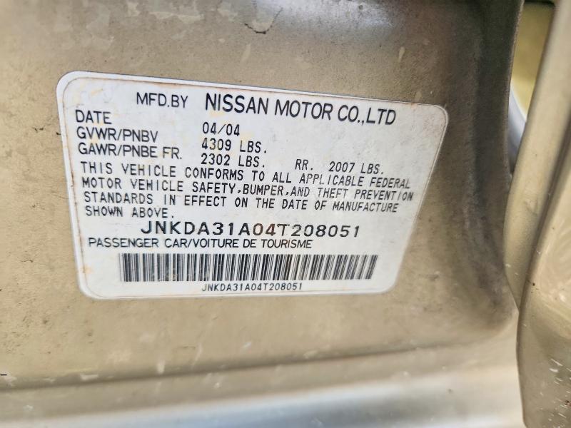 Aukcja sprzedaży 2004 Infiniti I35, vin: JNKDA31A04T208051, numer aukcji: 70166156