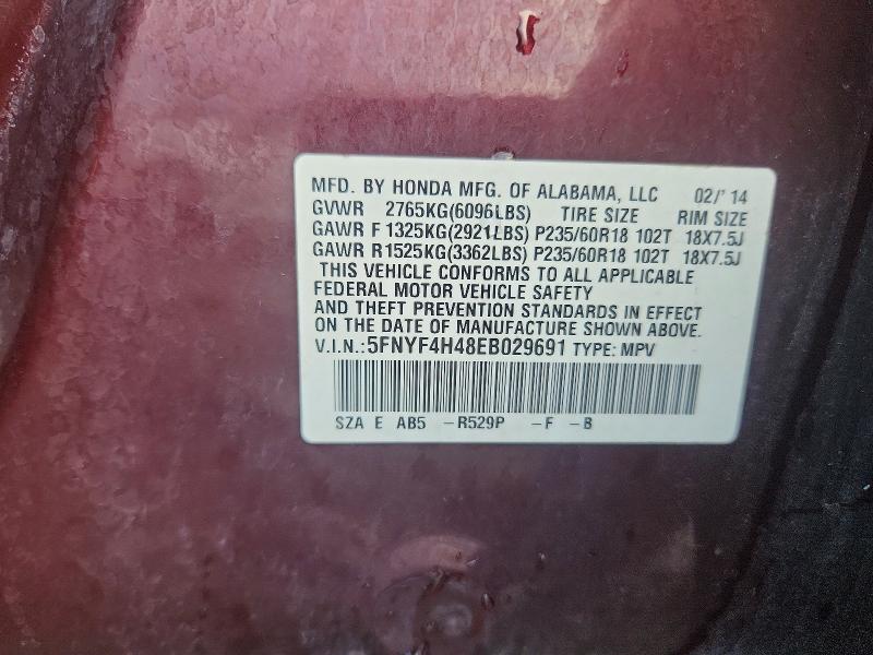 Продаж на аукціоні авто 2014 Honda Pilot, vin: 5FNYF4H48EB029691, номер лоту: 67110876
