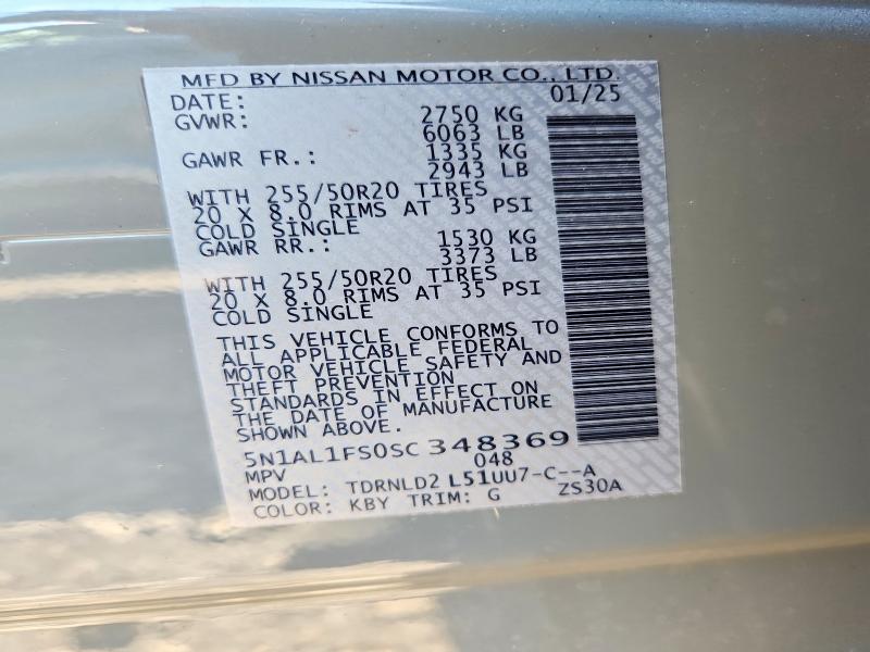 67436616 :رقم المزاد ، 5N1AL1FS0SC348369 vin ، 2025 Infiniti Qx60 مزاد بيع