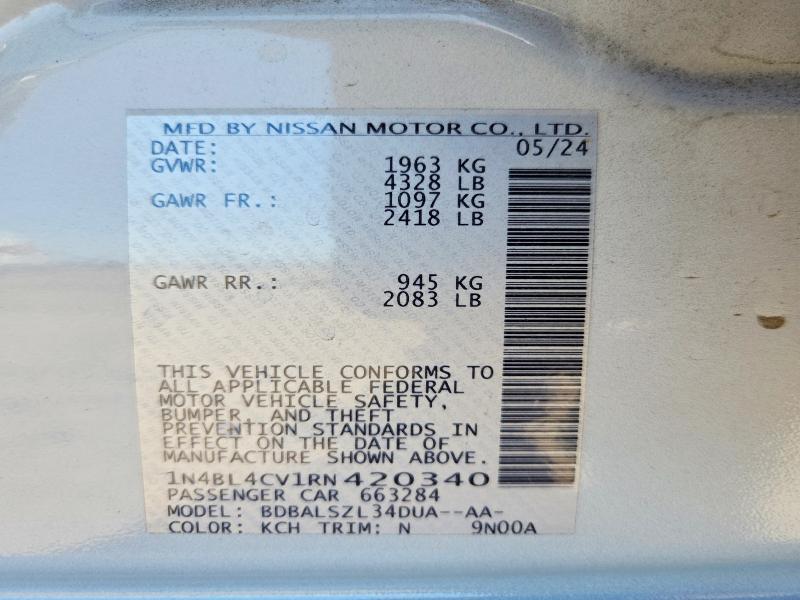 69594946 :رقم المزاد ، 1N4BL4CV1RN420340 vin ، 2024 Nissan Altima مزاد بيع