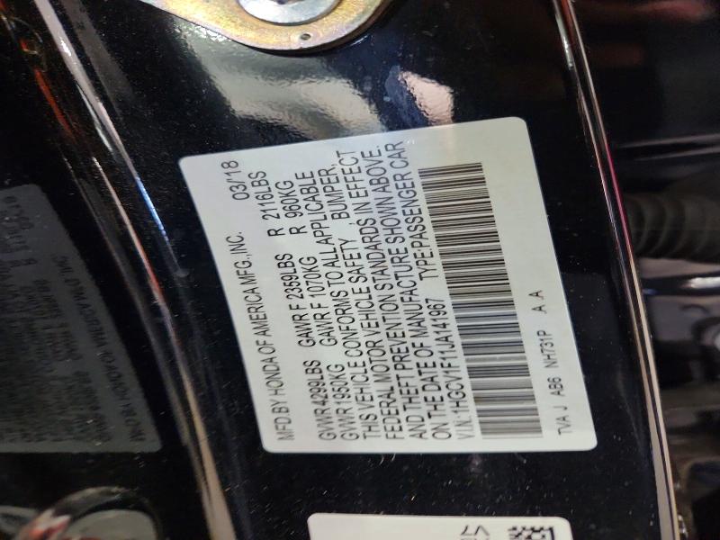 Aukcja sprzedaży 2018 Honda Accord, vin: 1HGCV1F11JA141967, numer aukcji: 71147586