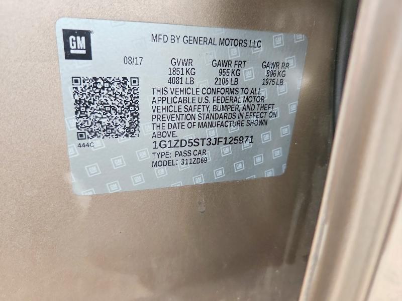 Aukcja sprzedaży 2018 Chevrolet Malibu, vin: 1G1ZD5ST3JF125971, numer aukcji: 68837566