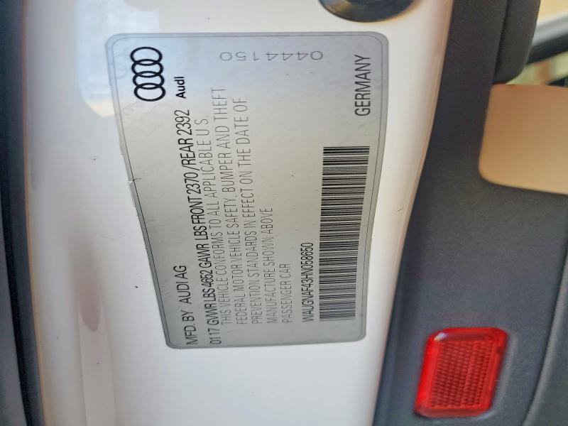 Aukcja sprzedaży 2017 Audi A4, vin: WAUGNAF43HN058650, numer aukcji: 68925536