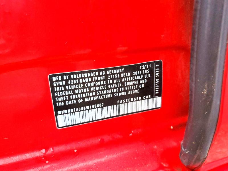 Aukcja sprzedaży 2012 Volkswagen Gti, vin: WVWHD7AJ8CW195807, numer aukcji: 70374626