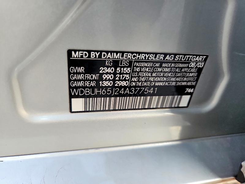 Продаж на аукціоні авто 2004 Mercedes-benz E, vin: WDBUH65J24A377541, номер лоту: 67912546