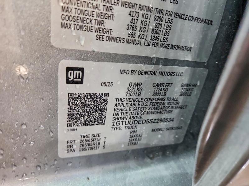 Продаж на аукціоні авто 2025 Gmc Sierra, vin: 1GTUUDED5SZ290534, номер лоту: 70700426