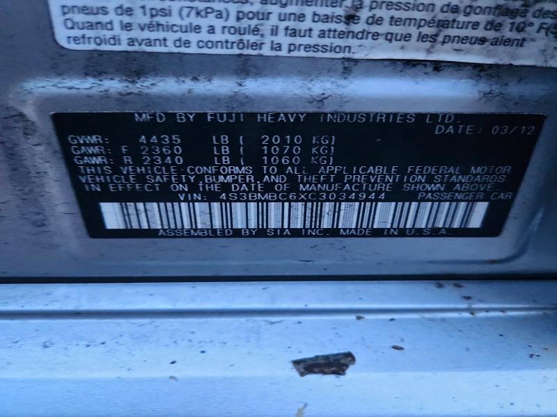 Aukcja sprzedaży 2012 Subaru Legacy, vin: 4S3BMBC6XC3034944, numer aukcji: 67682976