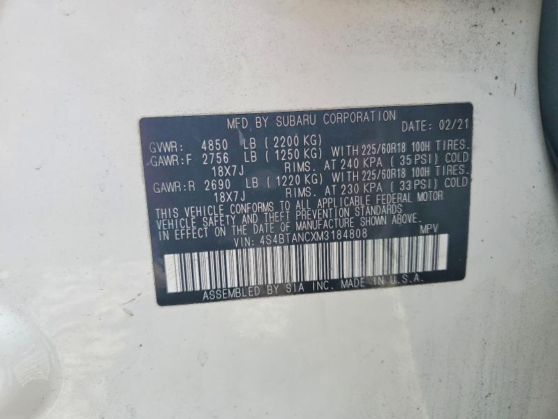 Aukcja sprzedaży 2021 Subaru Outback, vin: 4S4BTANCXM3184808, numer aukcji: 68183646